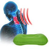 Kawachi Push Button Inflatable Compressible Camping Travel Pillow, for Neck & Lumbar Support While Camp, Hiking Backpacking,train aeroplane travelling K498-Green