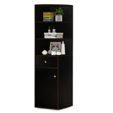 Kawachi Wooden Multipurpose Corner Wall Decor Cabinet Bookshelf Rack With Drawer Storage K559-Brown