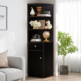 Kawachi Wooden Multipurpose Corner Wall Decor Cabinet Bookshelf Rack With Drawer Storage K559-Brown