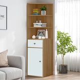 Kawachi Wooden Multipurpose Corner Wall Decor Cabinet Bookshelf Rack With Drawer Storage K559-White
