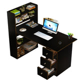 Kawachi Compact Computer Laptop Desk Study Table with 4 Shelves Storage 3 Drawers