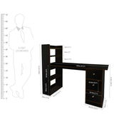 Kawachi Compact Computer Laptop Desk Study Table with 4 Shelves Storage 3 Drawers