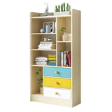 Kawachi Wooden Bookshelf Almirah Organiser with Open Storage and Drawers for Home Office KW14