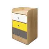 Kawachi Modern Home Bedroom Bedside Table Storage Cabinet with 3 Drawers KW23-Beige