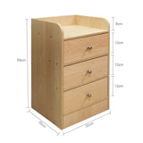 Kawachi Modern Home Bedroom Bedside Table Storage Cabinet with 3 Drawers Beige BD