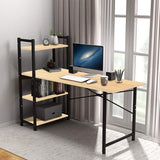 Kawachi Computer Desk Writing Study Table with 4 Tier Bookshelves Compact PC Workstation