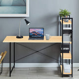 Kawachi Computer Desk Writing Study Table with 4 Tier Bookshelves Compact PC Workstation