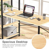 Kawachi Computer Desk Writing Study Table with 4 Tier Bookshelves Compact PC Workstation