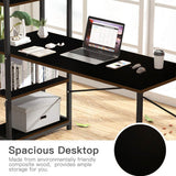 Kawachi Computer Desk Writing Study Table with 4 Tier Bookshelves for Home, Office, Multipurpose Compact PC Workstation Wenge Brown
