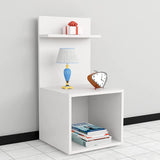 Kawachi Engineered Wood 2 Storage Shelf Side Table with Open Cabin Bedside Table Nightstand, End Table for Home, Bedroom, Living Room White
