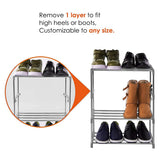 Kawachi 12 Pairs 4-Layer Stainless Steel and Plastic Shoe Stand Multipurpose Book Shelf Toys Storage Rack for Home Office KW50-Gray