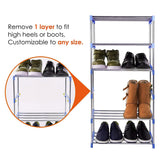 Kawachi 18 Pairs 6-Layer Stainless Steel and Plastic Shoe Stand Multipurpose Book Shelf Toys Storage Rack for Home Office Blue