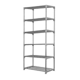 Kawachi 18 Pairs 6-Layer Stainless Steel and Plastic Shoe Stand Multipurpose Book Shelf Toys Storage Rack for Home Office Gray