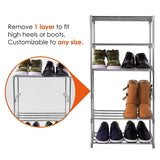 Kawachi 18 Pairs 6-Layer Stainless Steel and Plastic Shoe Stand Multipurpose Book Shelf Toys Storage Rack for Home Office Gray