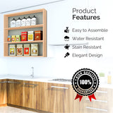 Kawachi Engineered Wood Multipurpose Wall Mount Kitchen Storage Rack 4 Shelf Shelves Organizer Beige