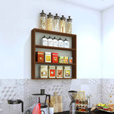 Kawachi Engineered Wood Multipurpose Wall Mount Kitchen Storage Rack 4 Shelf Shelves Organizer Brown