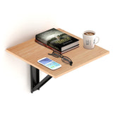 Kawachi Engineered Wood Wall Mount Bed Side Table, Folding Bedside Table, Mini Laptop Table for Home Living Room Study Room Beige