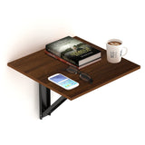 Kawachi Engineered Wood Wall Mount Bed Side Table, Folding Bedside Table, Mini Laptop Table for Home Living Room Study Room Brown