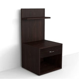 Kawachi Engineered Wood 2 Storage Shelf with Drawer Sofa Side Bedside Table with Open Cabinet Nightstand End Table Wenge Brown