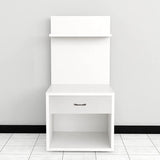 Kawachi Engineered Wood 2 Storage Shelf with Drawer Sofa Side Bedside Table with Open Cabinet Nightstand End Table White