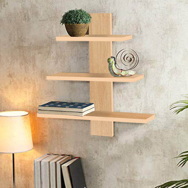 Kawachi Engineered MDF Wood Wall shelf Home Decor Items For Living Room Display Rack Storage Shelves Beige