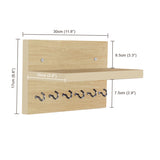 Kawachi Wall Mounted Home Décor 8 Key Hooks Rail with Shelf Key Chain Holder Wall Hooks