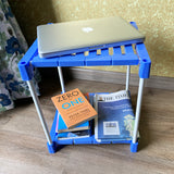 Kawachi Plastic Sofa Side End Table Storage Rack for Home, Living Room Blue