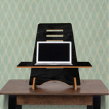 Kawachi Wooden Height Adjustable Ergonomic Desk Top Standing Desk Riser Laptop Table Stand Black