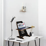 Kawachi Wooden Height Adjustable Ergonomic Desk Top Standing Desk Riser Laptop Table Stand Black