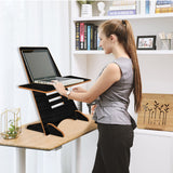 Kawachi Wooden Height Adjustable Ergonomic Desk Top Standing Desk Riser Laptop Table Stand Black