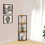 Kawachi Multipurpose 4-Tier Corner Shelf Rack, Bookshelf, Open Storage Display Rack and Plant Stand, Bookshelf Organizer Beige