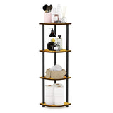 Kawachi Multipurpose 4-Tier Corner Shelf Rack, Bookshelf, Open Storage Display Rack and Plant Stand, Bookshelf Organizer Beige