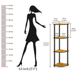 Kawachi Multipurpose 4-Tier Corner Shelf Rack, Bookshelf, Open Storage Display Rack and Plant Stand, Bookshelf Organizer Beige