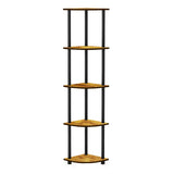 Kawachi Multipurpose 5-Tier Corner Shelf Rack, Bookshelf, Open Storage Display Rack and Plant Stand, Bookshelf Organizer Beige