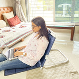 Kawachi Folding Angle Adjustable Back Rest With Bed Chair for Patients Hospital Bed Chair with Back Support Post Surgery use on Bed, Floor KW87-Blue