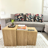 Kawachi Engineered Wood 3-Piece Nesting Coffee Tables Stacking Nightstand Set for Living Room KW94 - Beige