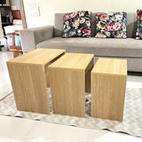 Kawachi Engineered Wood 3-Piece Nesting Coffee Tables Stacking Nightstand Set for Living Room KW94 - Beige