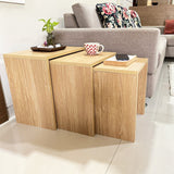 Kawachi Engineered Wood 3-Piece Nesting Coffee Tables Stacking Nightstand Set for Living Room KW94 - Beige