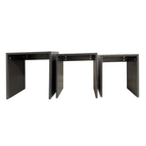 Kawachi Engineered Wood 3-Piece Nesting Coffee Tables Stacking Nightstand Set for Living Room KW94 - Wenge Black