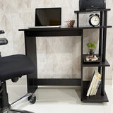 Kawachi Home Compact Laptop Table Notebook Computer Desk with Printer, Book, Files Shelves KW95-Black