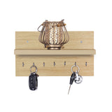 Kawachi Wall Mounted Home Décor 8 Key Hooks Rail with Shelf Key Chain Holder Wall Hooks