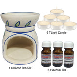 Kawachi Ceramic Aroma Diffuser With 6 pcs Candle and 3 Btl Oil - M17
