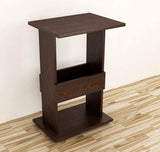 Kawachi Engineered Wood Bedside Corner Table Sofa Side End Table with Display Book, Magazine Book Shelf for Living Room Bedroom Office Brown