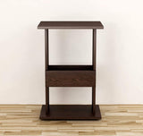 Kawachi Engineered Wood Bedside Corner Table Sofa Side End Table with Display Book, Magazine Book Shelf for Living Room Bedroom Office Brown