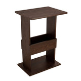 Kawachi Engineered Wood Bedside Corner Table Sofa Side End Table with Display Book, Magazine Book Shelf for Living Room Bedroom Office Brown