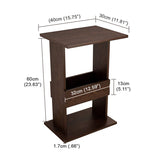 Kawachi Engineered Wood Bedside Corner Table Sofa Side End Table with Display Book, Magazine Book Shelf for Living Room Bedroom Office Brown