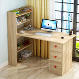 Kawachi Compact Computer Laptop Desk Study Table with 4 Shelves Storage 3 Drawers