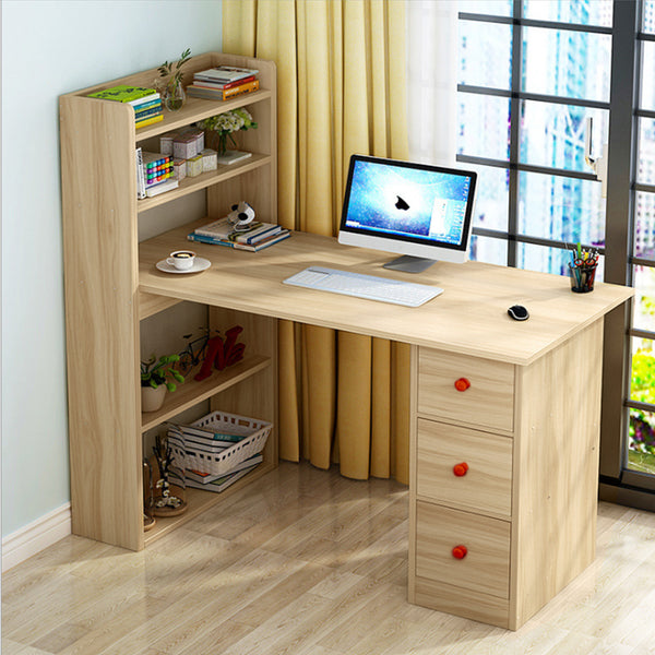 Kawachi Compact Computer Laptop Desk Study Table with 4 Shelves Storage 3 Drawers