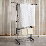 Kawachi Stainless Steel Heavy Duty Double Pole Cloth Drying Stand, Laundry Rack Stand Gray