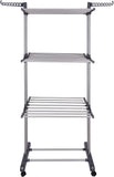 Kawachi Stainless Steel Heavy Duty Double Pole Cloth Drying Stand, Laundry Rack Stand Gray